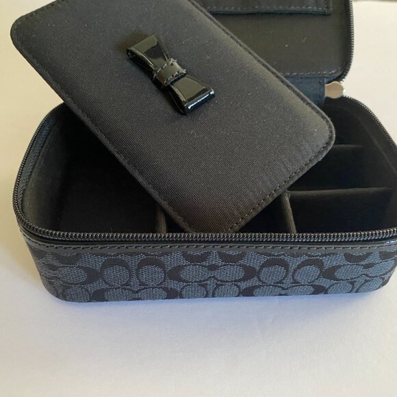Coach Other - Authentic COACH Signature Logo Zip Around Hard Travel Jewelry Case Black NWOT